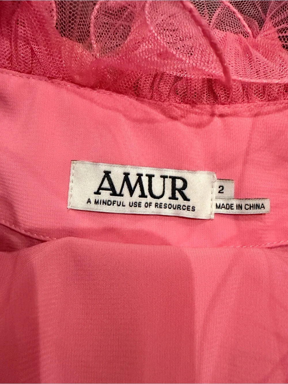 AMUR Tate Halter Tulle Mini Dress Pink Orange Size 2 - Picture 8 of 11